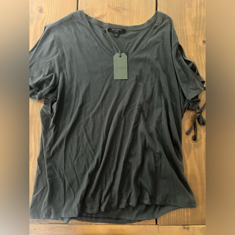 Allsaints Kay tie sleeve t-shirt large